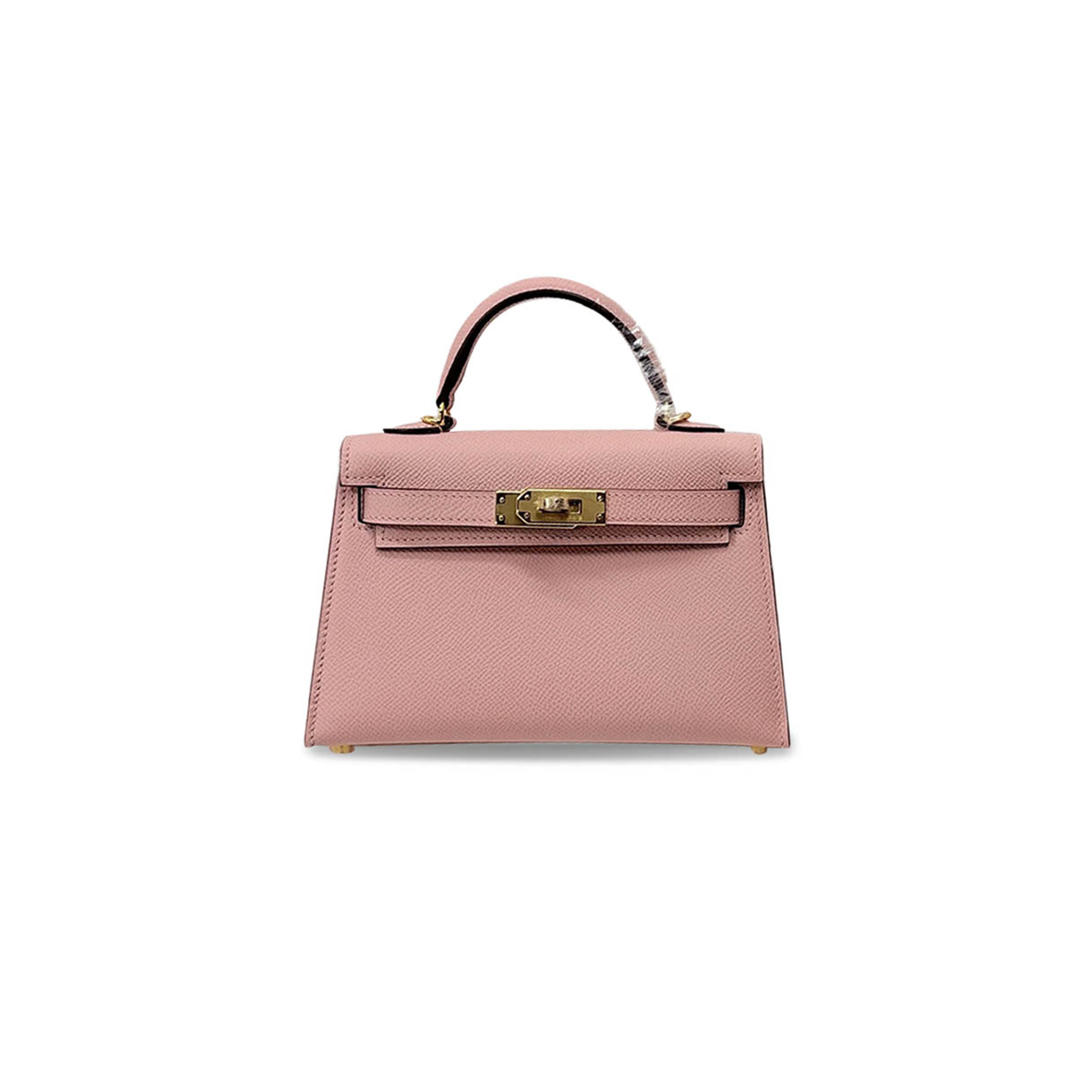 HERMÈS MINI KELLY II EPSOM CHERRY BLOSSOM PINK GOLD BUCKLE (19*12*5.5cm)